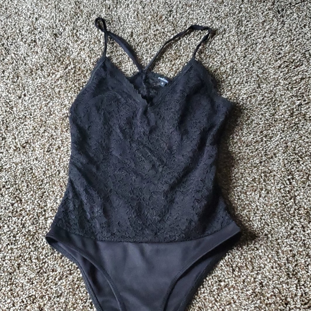 Black lace body suit